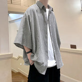 Hearujoy Summer Short Sleeved Shirt Men Fashion Retro Plaid Shirt Men Streetwear Korean Loose Casual Shirt Mens Oversized Vintage Shirts